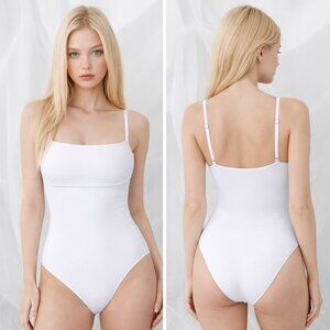 White One-Piece Swimsuit – Size Medium | Cheeky Tummy Control Monokini NWT